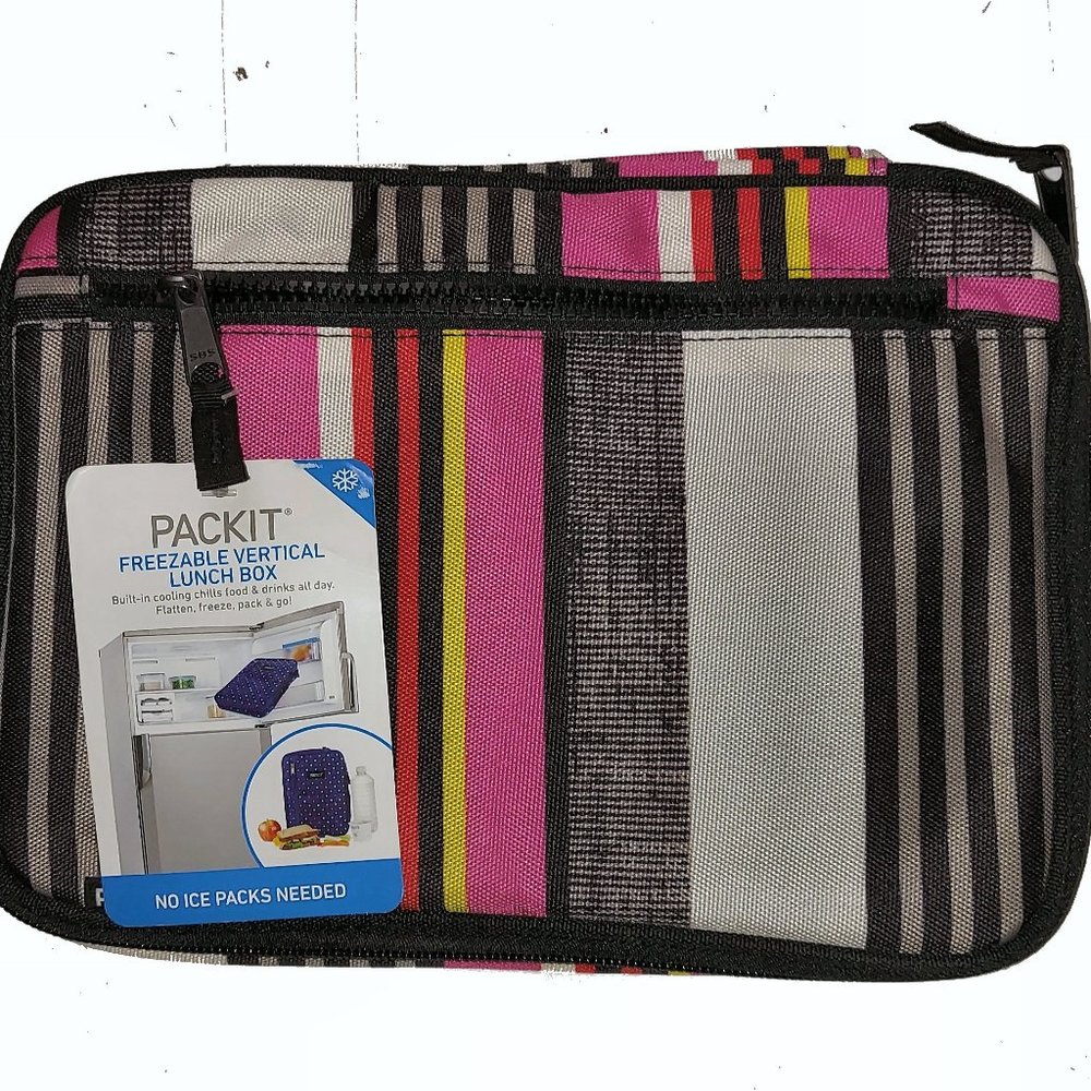 Freezable Lunch Box Bag with Zip Closure | Vertical Stripes
